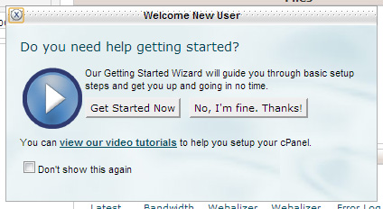 Figure 2: You're given the choice of taking a tour of cPanel or exploring it on your own.