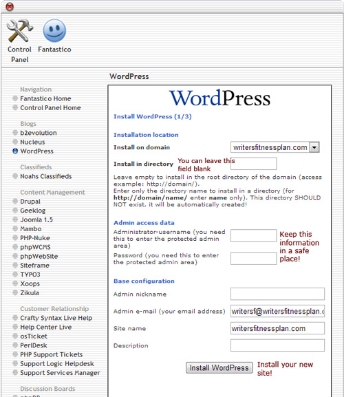 Figure 5: Create your Admin Login information and keep it in a safe place. (Click to see a larger image.)